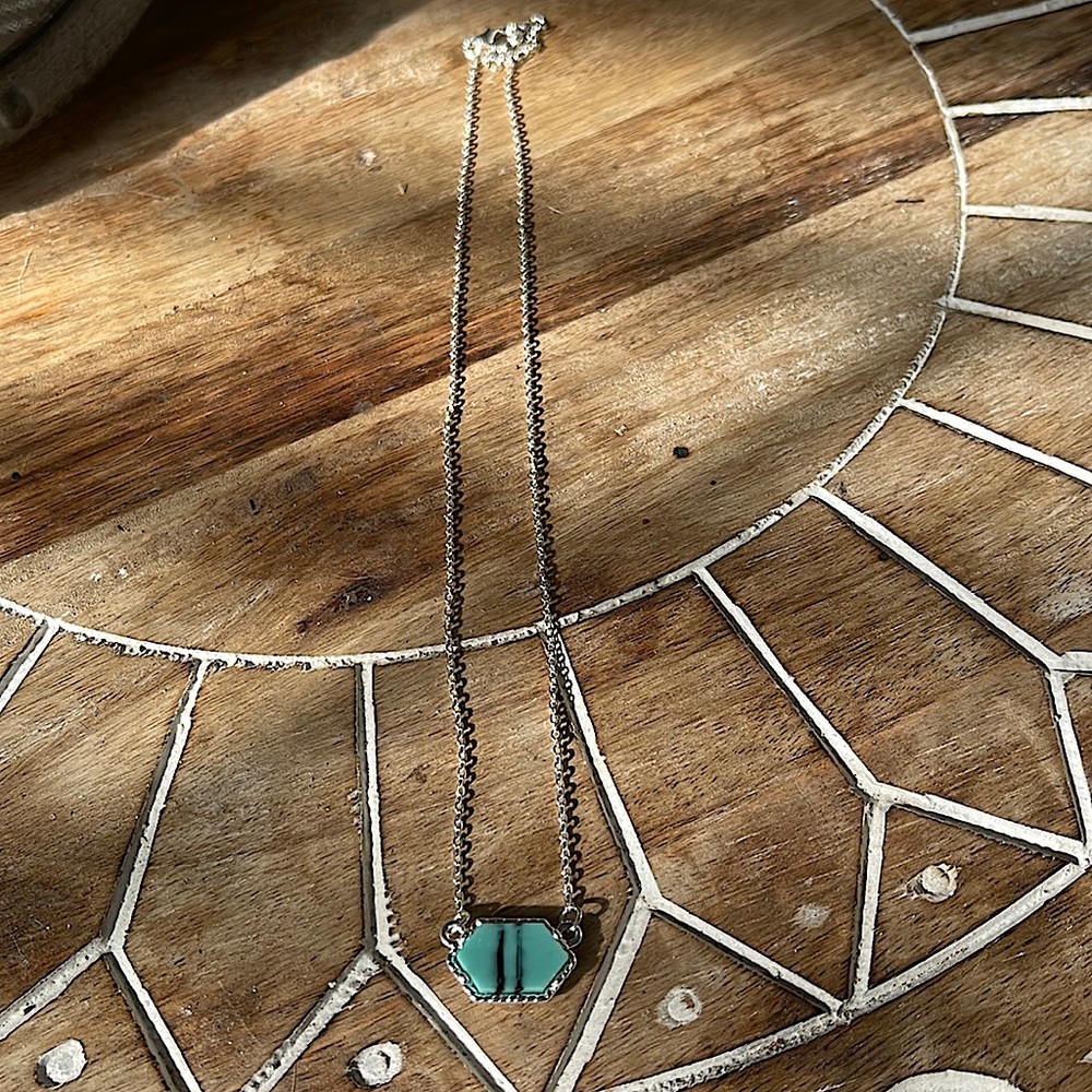 Light blue and black druzy necklace in silver